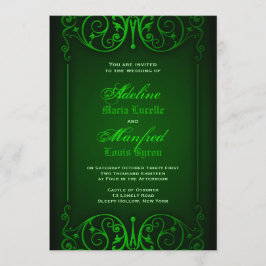 Convite Casamento Verde Ghoulish Vitoriano Gótico