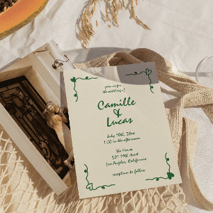 Convite Casamento Verde Imporal Retro
