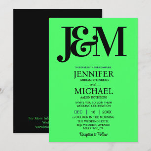 Convite Casamento Verde Lima Minimalista
