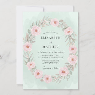 Convite Casamento Verde Menta Luxuriante de Primavera