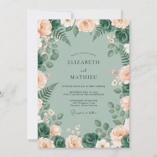 Convite Casamento Verde Menta Luxuriante na Natureza