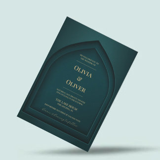 Convite Casamento verde minimalista