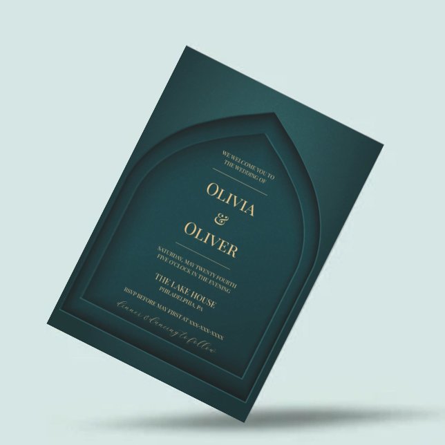 Convite Casamento verde minimalista (Criador carregado)