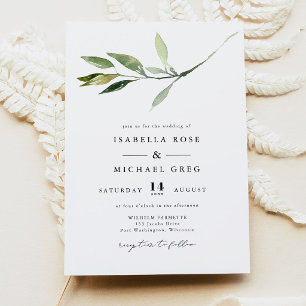 Convite Casamento Verde Mínimo Elegante Clássico ISABELLA