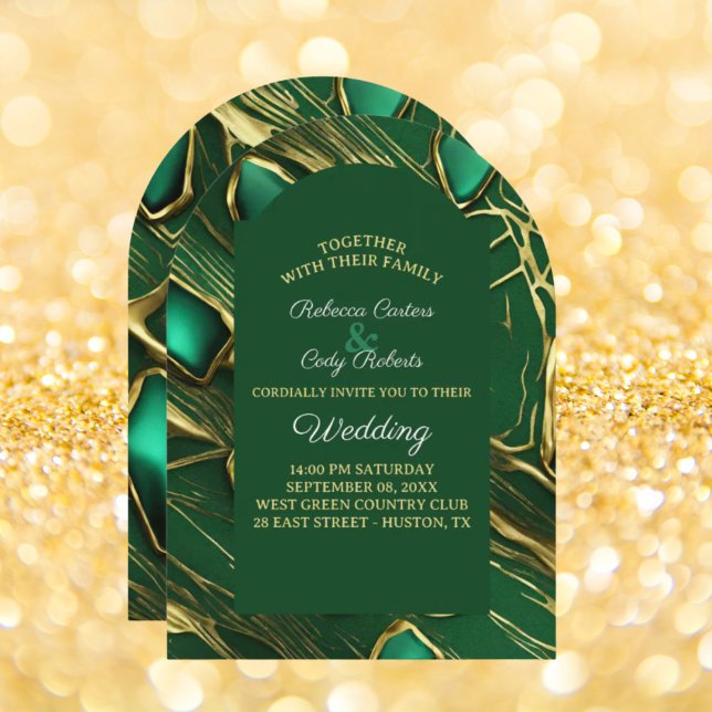 Convite Casamento Verde Moderno Clássico Moody Dark (Modern Classic Moody Dark Emerald Green Wedding Invitation)