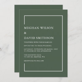 Convite Casamento Verde Moderno Minimalista Simples