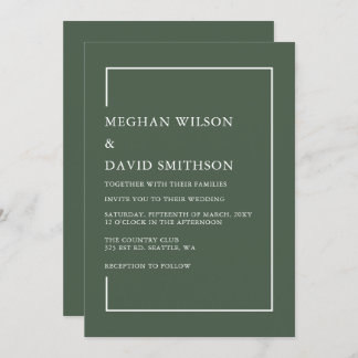 Convite Casamento Verde Moderno Minimalista Simples