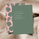 Convite Casamento Verde Monstera Botânica Rosa Minimalista<br><div class="desc">Padrão Botânico de Folha de Monstera Minimalista em Convite para Casamento Rosa e Verde</div>
