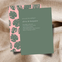 Casamento Verde Monstera Botânica Rosa Minimalista