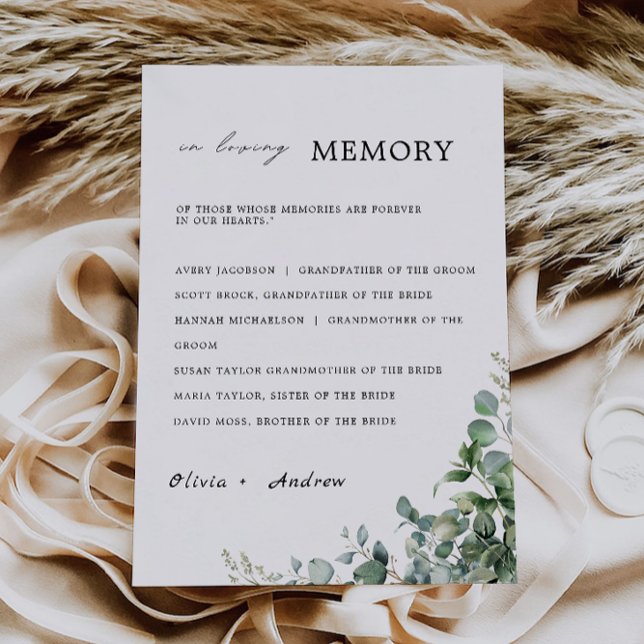 Convite Casamento Verde No Sinal De Memória Amante, (Greenery Wedding In Loving Memory Sign, Invitation)
