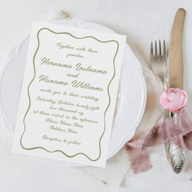 Convite Casamento Verde Oleícola Escrito À Mão Personaliza (Criador carregado)