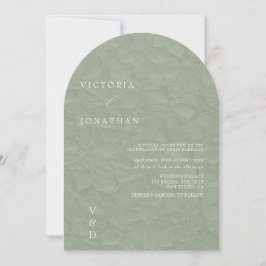 Convite Casamento Verde Oliva com Monograma Simples