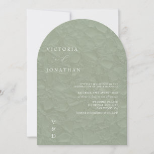 Convite Casamento Verde Oliva com Monograma Simples