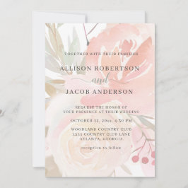 Convite Casamento Verde Pêssego Pêssego Rosa Esmagado