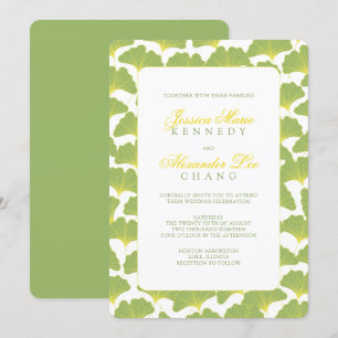 Convite Casamento Verde Primavera de Árvore Ginkgo