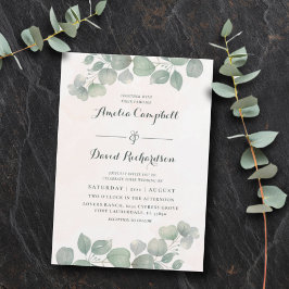 Convite Casamento Verde Rustic Eucalyptus Sage