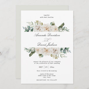 Convite Casamento Verde Rustic Greenery White Floral Sage