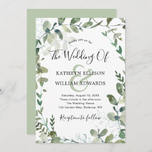 Convite Casamento Verde Rustic Modern Eucalyptus