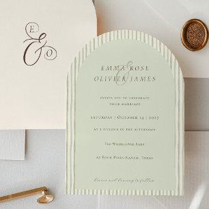 Convite Casamento Verde Sage Boho Minimalista