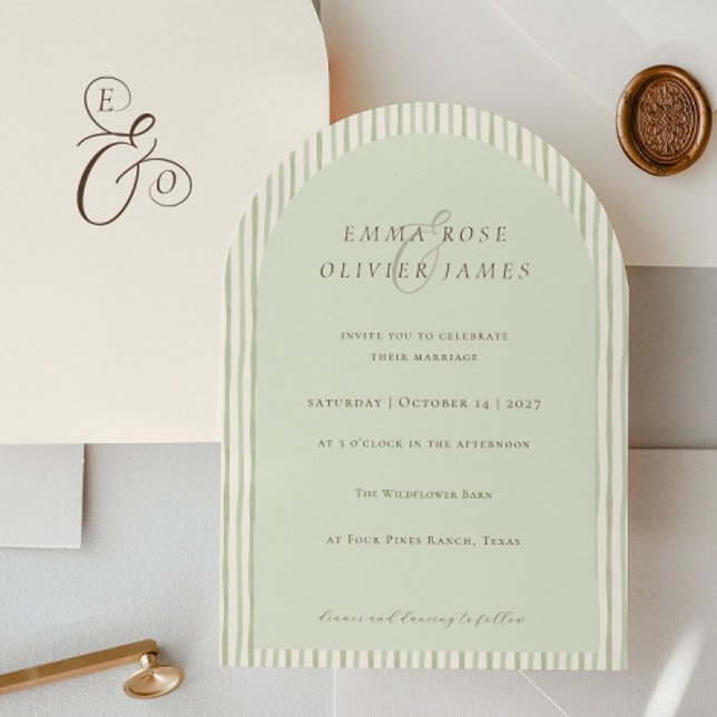 Convite Casamento Verde Sage Boho Minimalista (Criador carregado)