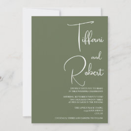 Convite Casamento Verde Sage Minimalista Elegante