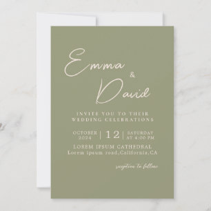 Convite Casamento verde Sage minimalista moderno