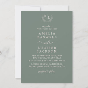Convite Casamento verde Sage minimalista moderno