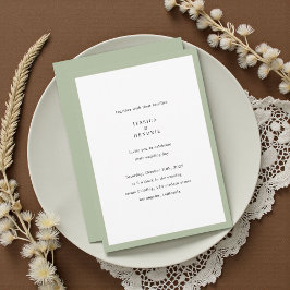 Convite Casamento Verde Sage Minimalista Moderno e Elegant