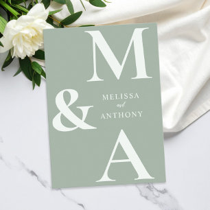 Convite Casamento Verde Sage Moderno Minimalista