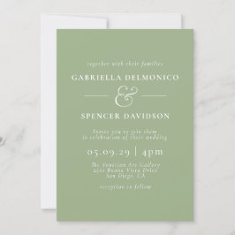 Convite Casamento Verde Sage Moderno Minimalista