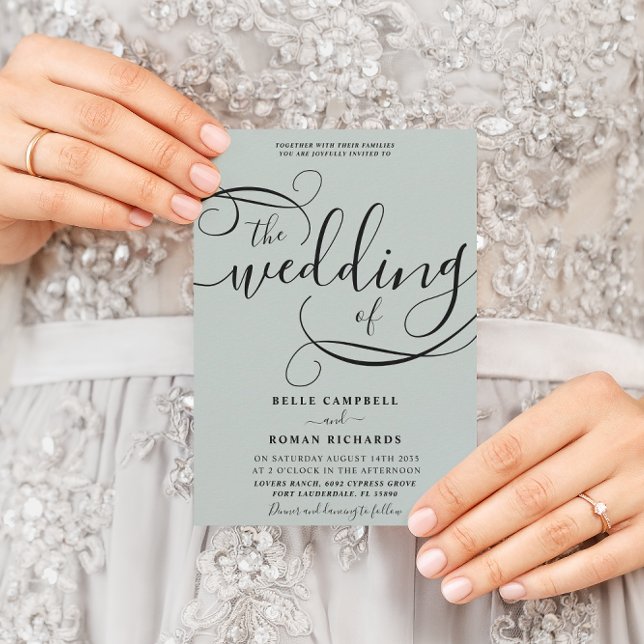 Convite Casamento Verde Sage, Script de Caligrafia Moderna (Criador carregado)