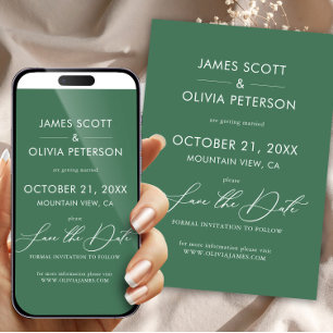 Convite Casamento Verde Salva A Caligrafia Minimalista Da