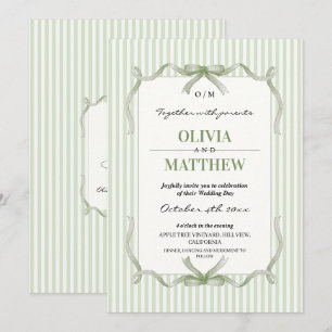 Convite Casamento Verde Sálvia Elegante