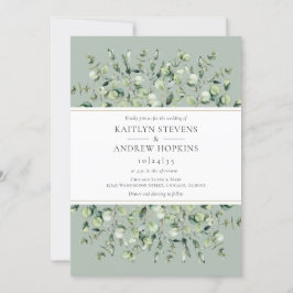 Convite Casamento Verde Sálvia Eucalipto