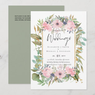Convite Casamento verde-senso-verdejante cor-de-rosa
