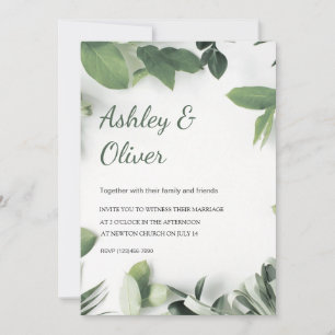 Convite Casamento Verde Simples Deixa Verde Branco