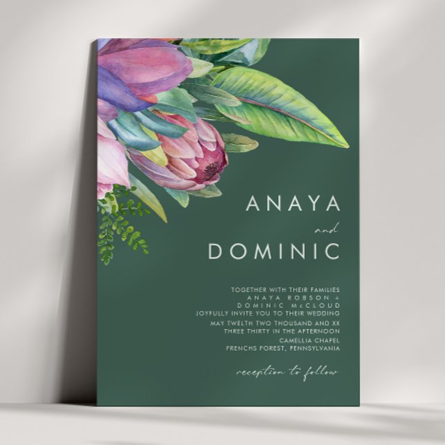 Convite Casamento Verde Tradicional Tropical Clorosa (Criador carregado)