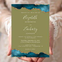 Casamento Verde Verde Dourado de Teal Moderno
