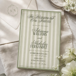 Convite Casamento Verde Xadrez Elegante Vintage
