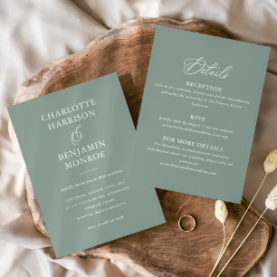 Convite Casamento Verdes Minimalista Duplo Lado