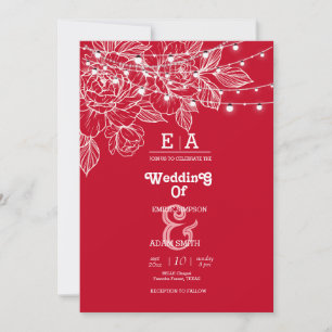 Convite casamento vermelho clássico