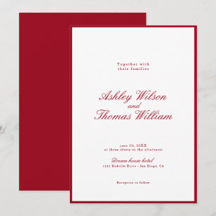 Convite Casamento Vermelho da Caligrafia Moderna