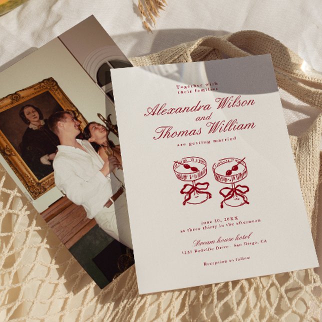 Convite Casamento Vermelho da Caligrafia Moderna (Criador carregado)