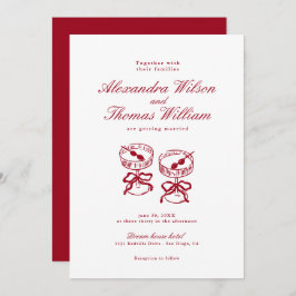 Convite Casamento Vermelho da Caligrafia Moderna