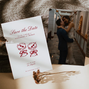 Convite Casamento Vermelho da Caligrafia Moderna Salva a D