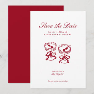 Convite Casamento Vermelho da Caligrafia Moderna Salva a D