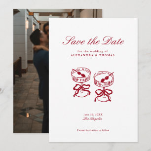 Convite Casamento Vermelho da Caligrafia Moderna Salva a D