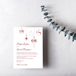 Convite Casamento Vermelho de inverno de Bauble de Natal