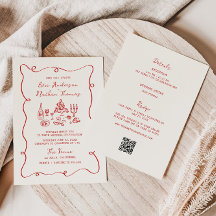 Casamento Vermelho Desenhado à Mão Tudo em Um 