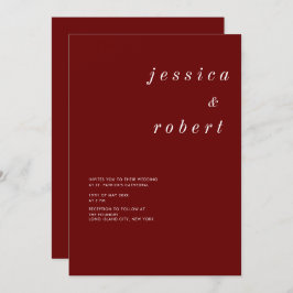 Convite Casamento Vermelho e Branco Minimalista Simples